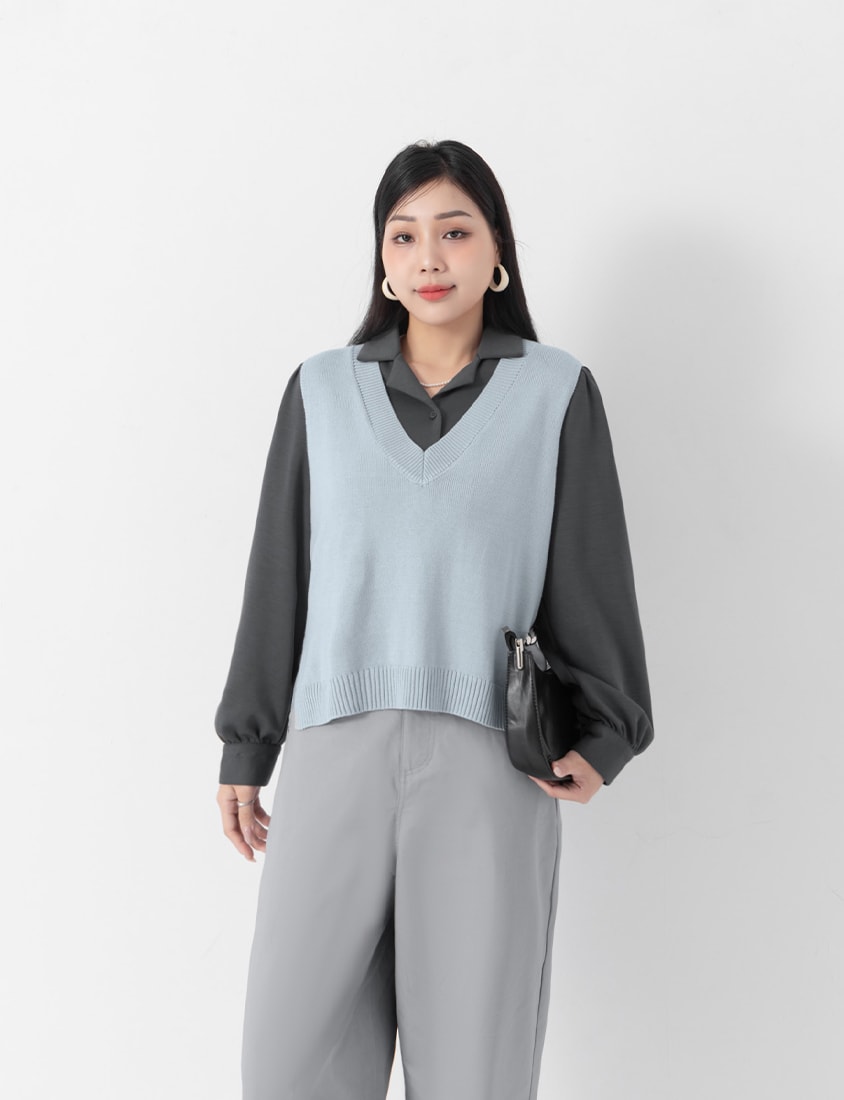 MISS. Soft Tencel Silky Wool Plus Size Knit Vest
