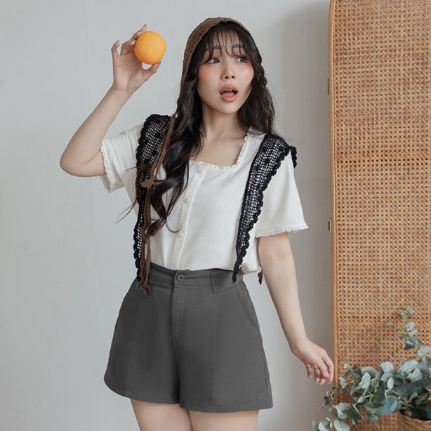 Lace Square Neck Waffle Plus Size Knit Top
