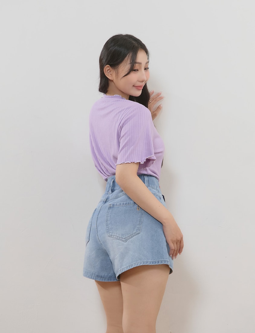 High Waist Hip-Lifting Stitch Plus Size Denim Shorts