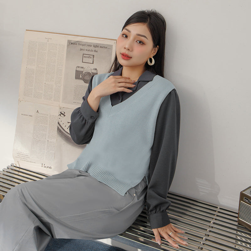 MISS. Soft Tencel Silky Wool Plus Size Knit Vest