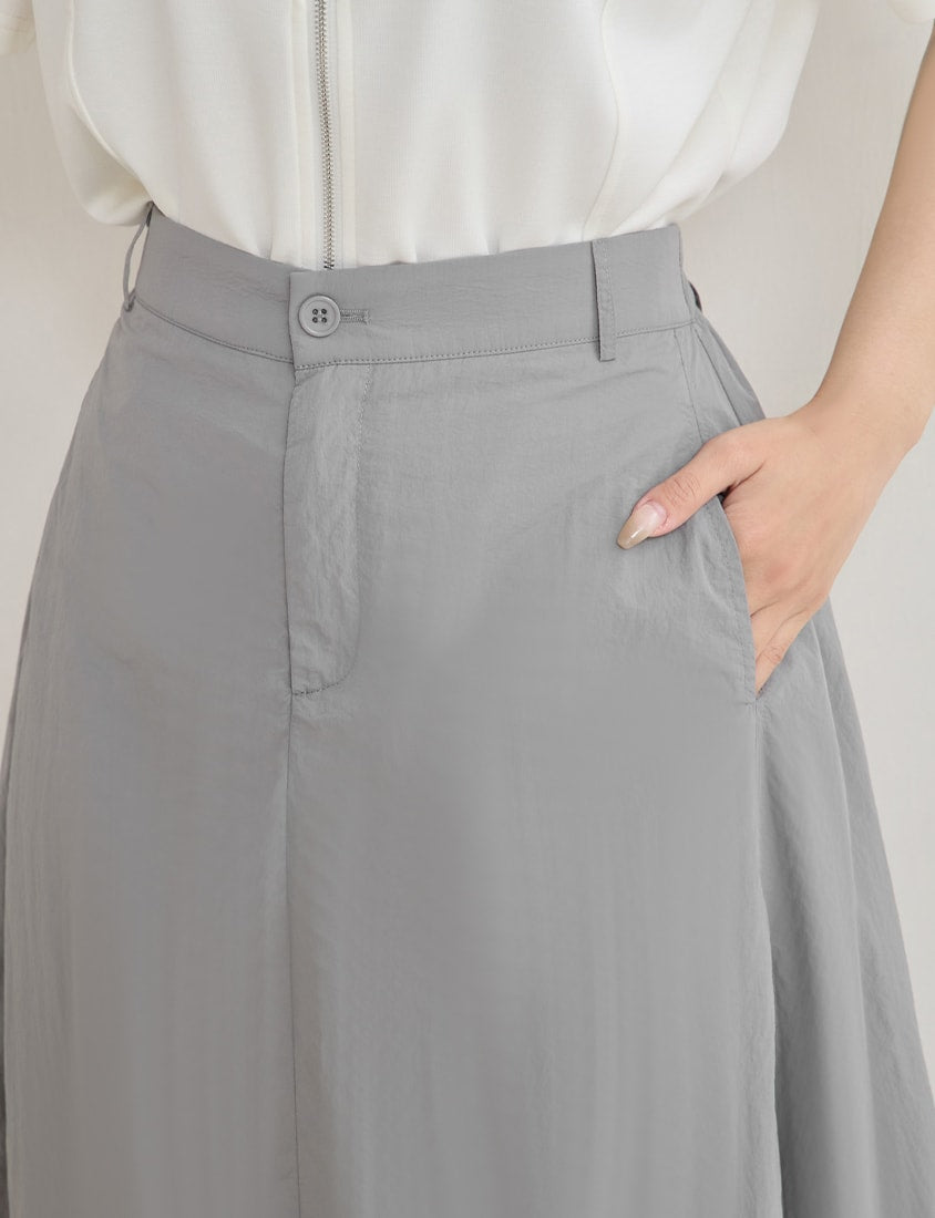 Lightweight Crinkle Utility Cargo Plus Size Maxi Skirt