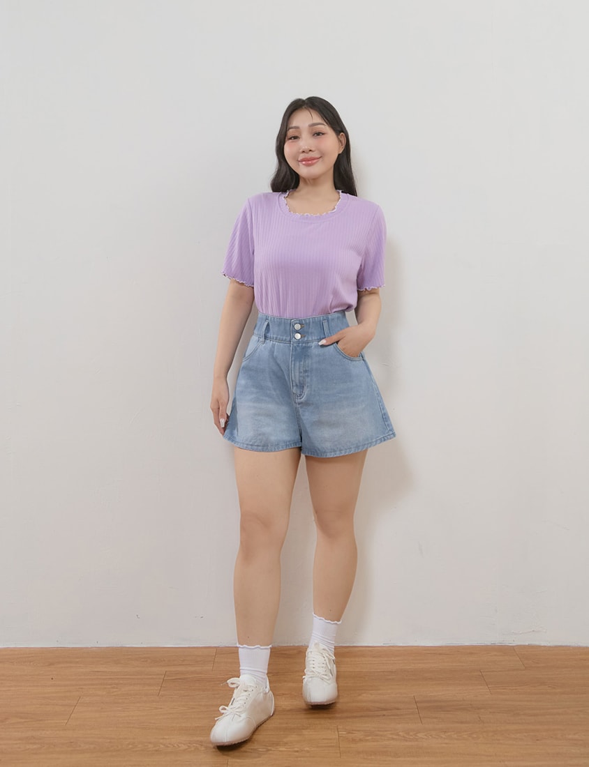 High Waist Hip-Lifting Stitch Plus Size Denim Shorts