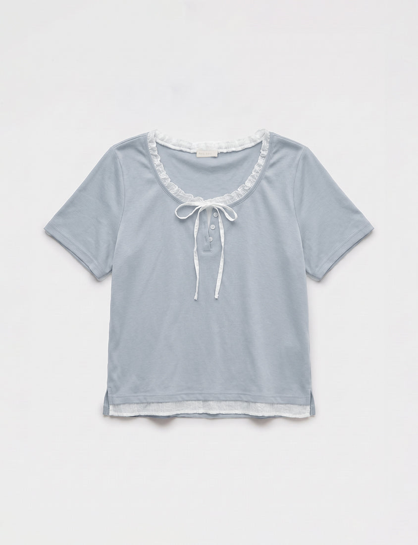 Korean Style Layered Faux Two-Piece Plus Size Top