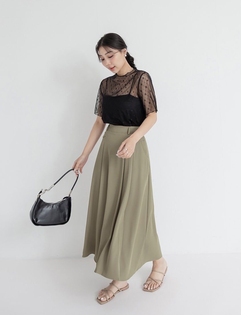 MISS. Slim Fit Tailored Pleated A-Line Plus Size Maxi Skirt