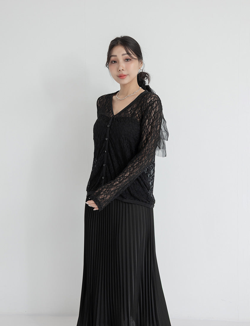 Elegant Flowy Elastic Waist Pleated Plus Size Maxi Skirt