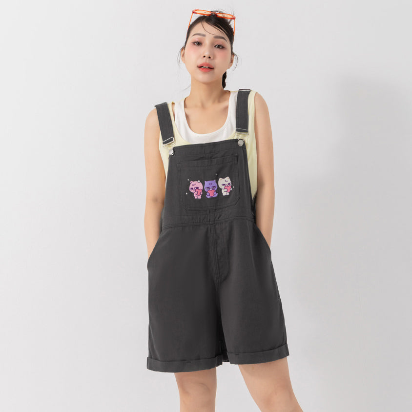 Poly Lulu x UGLY MEWS Collab Plus Size Overall Shorts