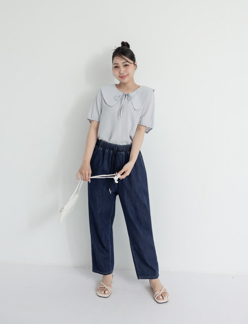 Cooling Tencel Silky Denim Drawstring Plus Size Boyfriend Jeans