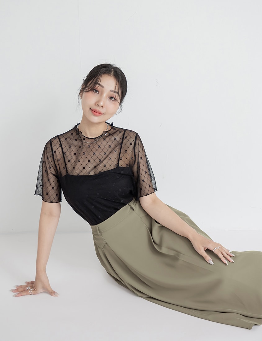 MISS. Slim Fit Tailored Pleated A-Line Plus Size Maxi Skirt