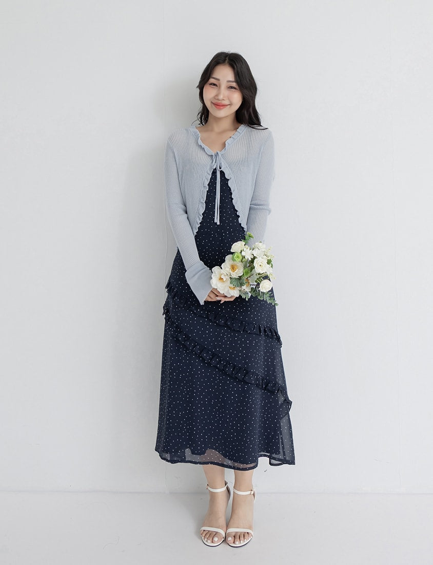 Instant Cooling Tencel Blend Tie-Front Knit Plus Size Cardigan