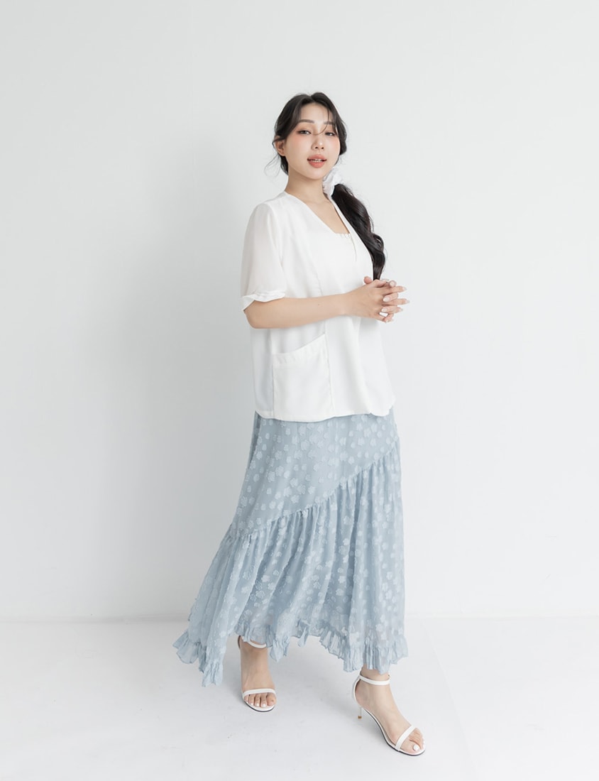 MISS. Sheer Chiffon Tailored Plus Size Blazer