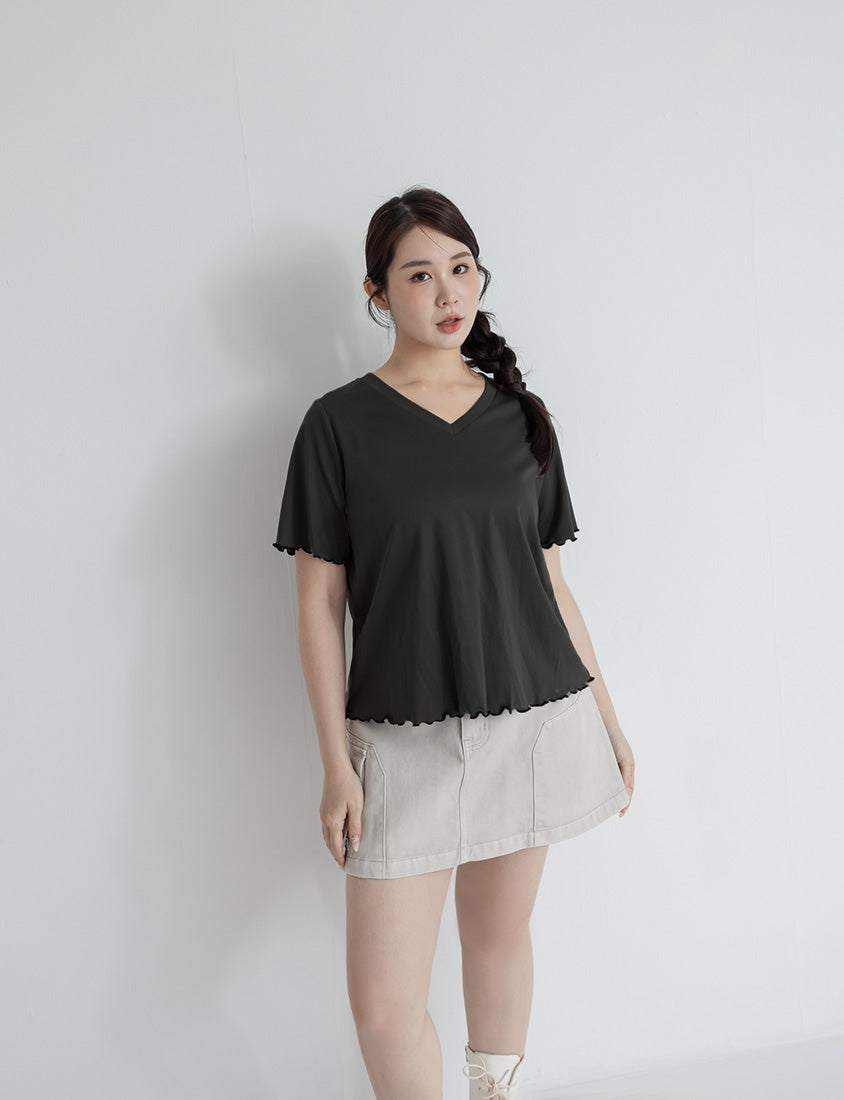 (V Neck) Zero Sweat Mark Cooling Plus Size Tee