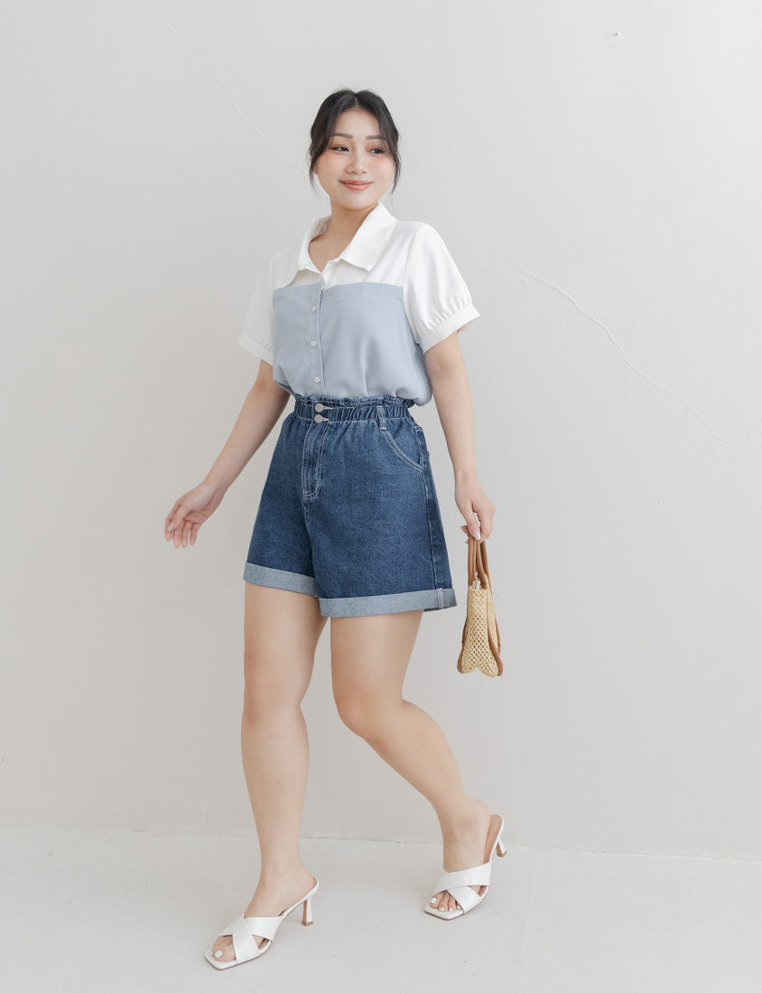 Faux Two-Piece Asymmetric Color-Block Plus Size Shirt
