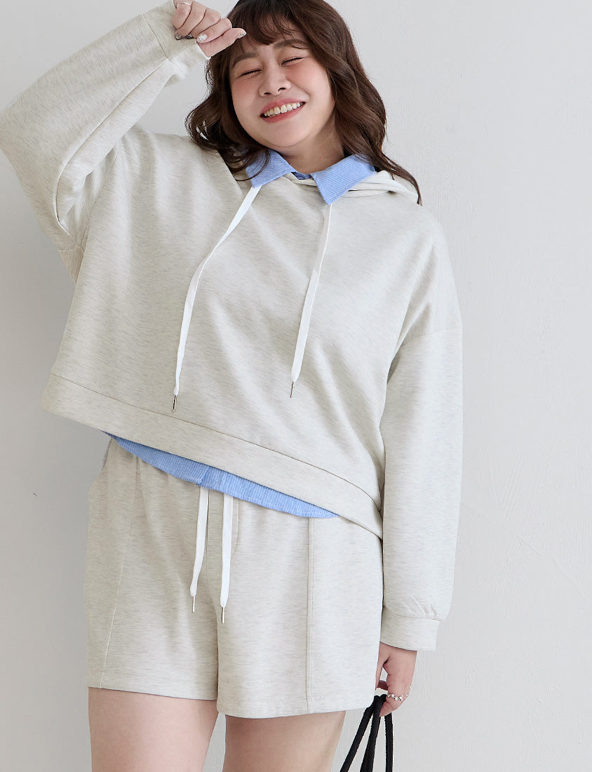 Cloud Cotton Multi-Color Cropped Plus Size Hoodie