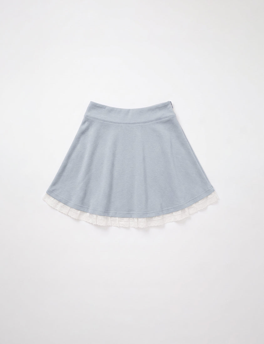 Lace Trim Cloud Cotton Plus Size Mini Skirt