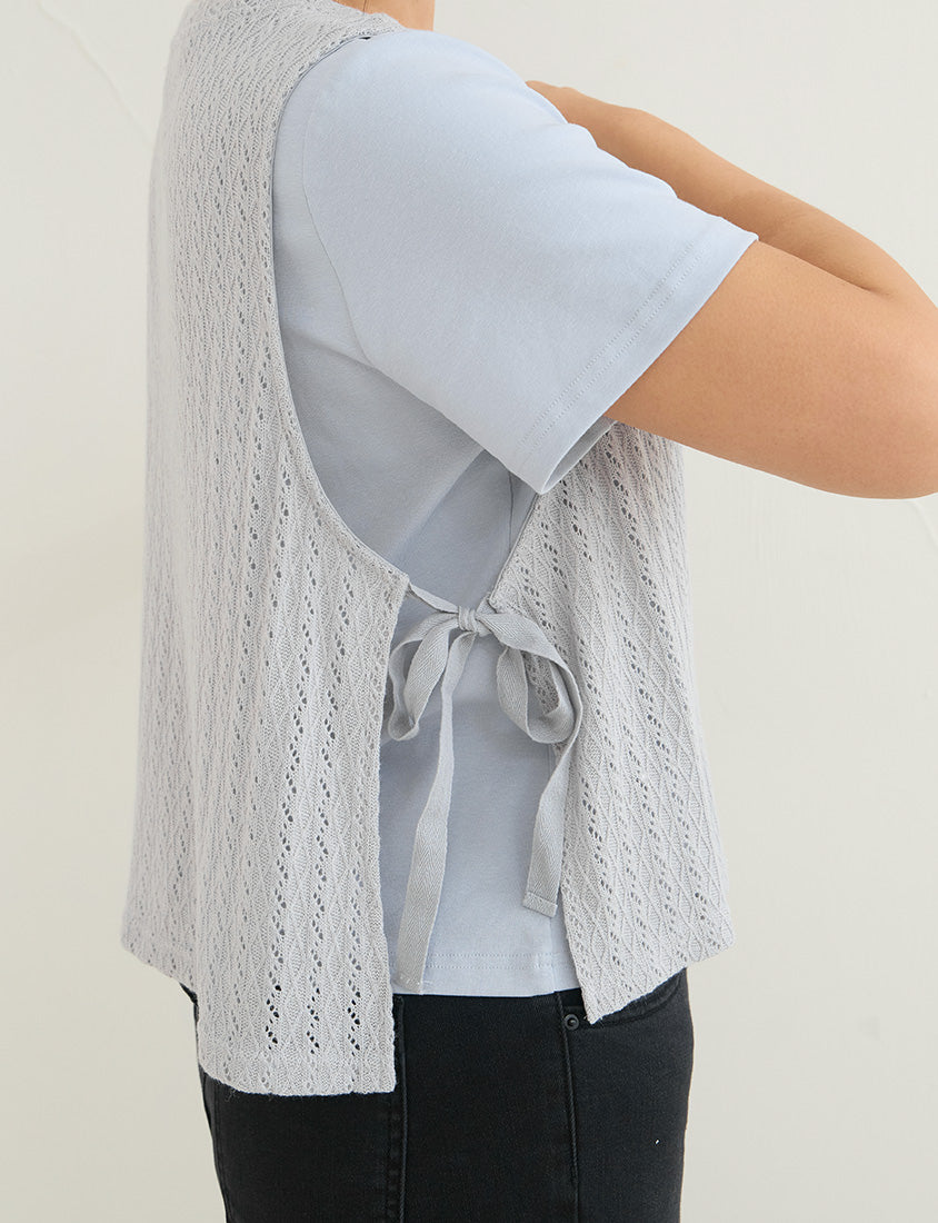Versatile Openwork Knit Tie-Front Plus Size Tank Top