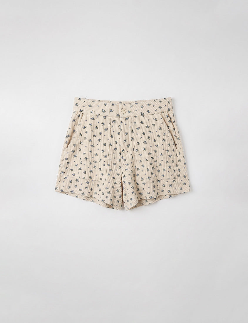 Sweet Floral Waffle Plus Size Shorts