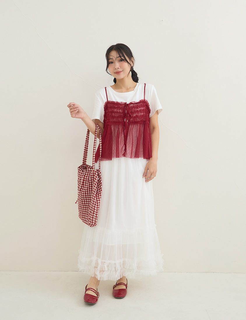 2-Way Japanese Polka Dot Mesh Plus Size Cami Top