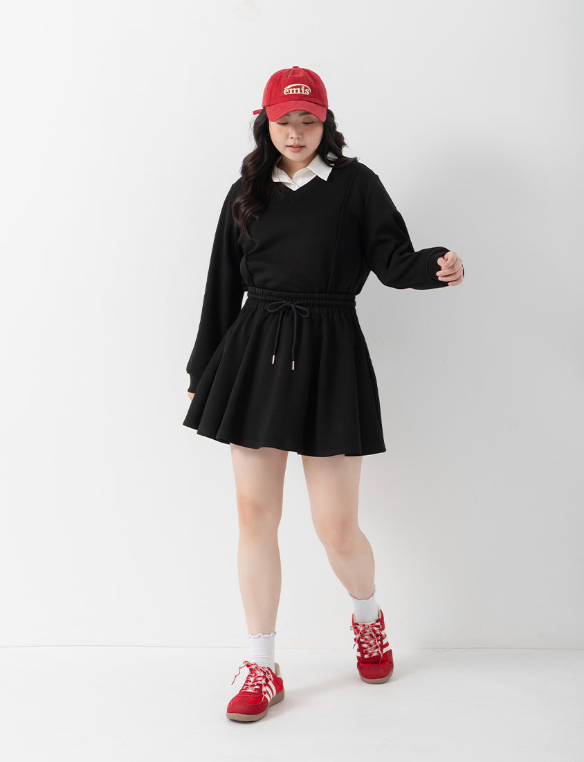 QQ Yogurt Touch Cotton Comfy A-Line Plus Size Mini Skirt