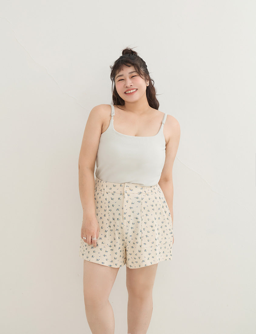 Sweet Floral Waffle Plus Size Shorts