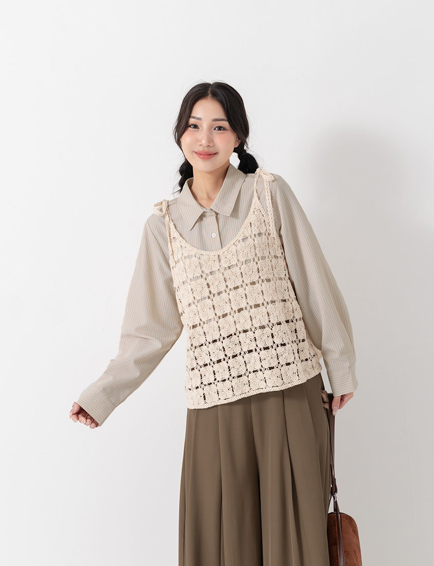 Japanese-Inspired Crochet Grid Plus Size  Vest