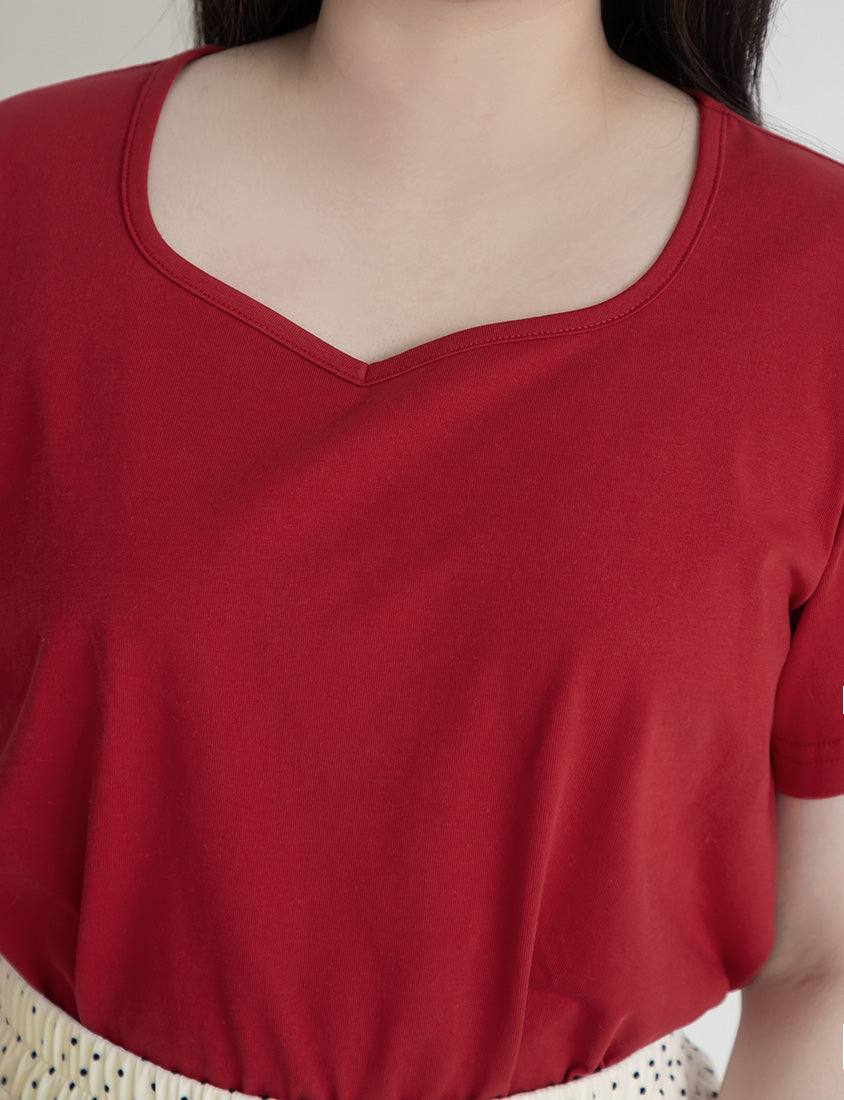 Upgraded 2.0! Sweetheart Neckline Plus Size Slim Tee