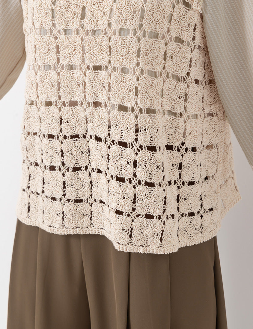 Japanese-Inspired Crochet Grid Plus Size  Vest