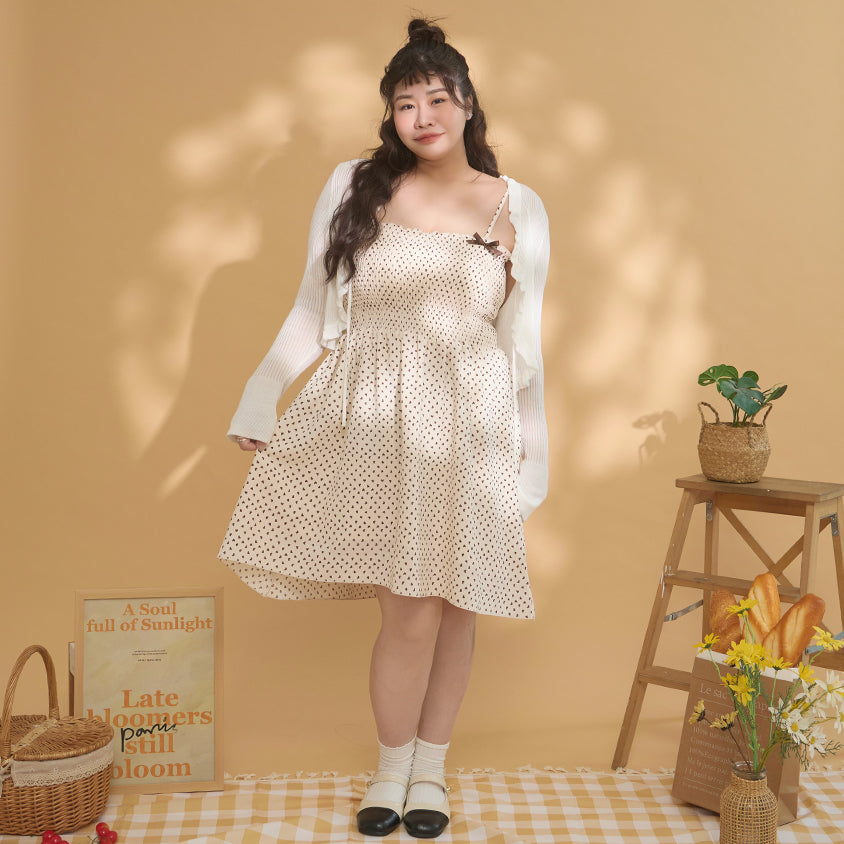 Sweet Contrast Heart Cami Plus Size Mini Dress