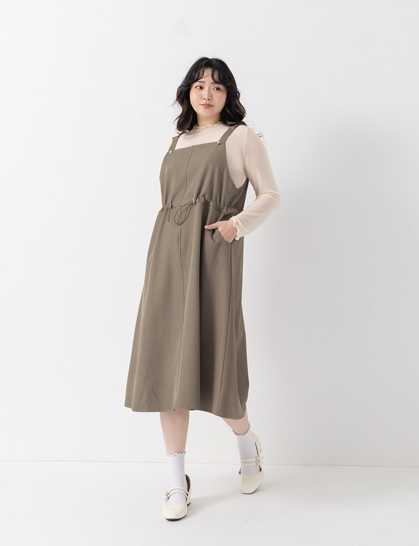 Adjustable Heart Button Strap Plus Size Maxi Dress