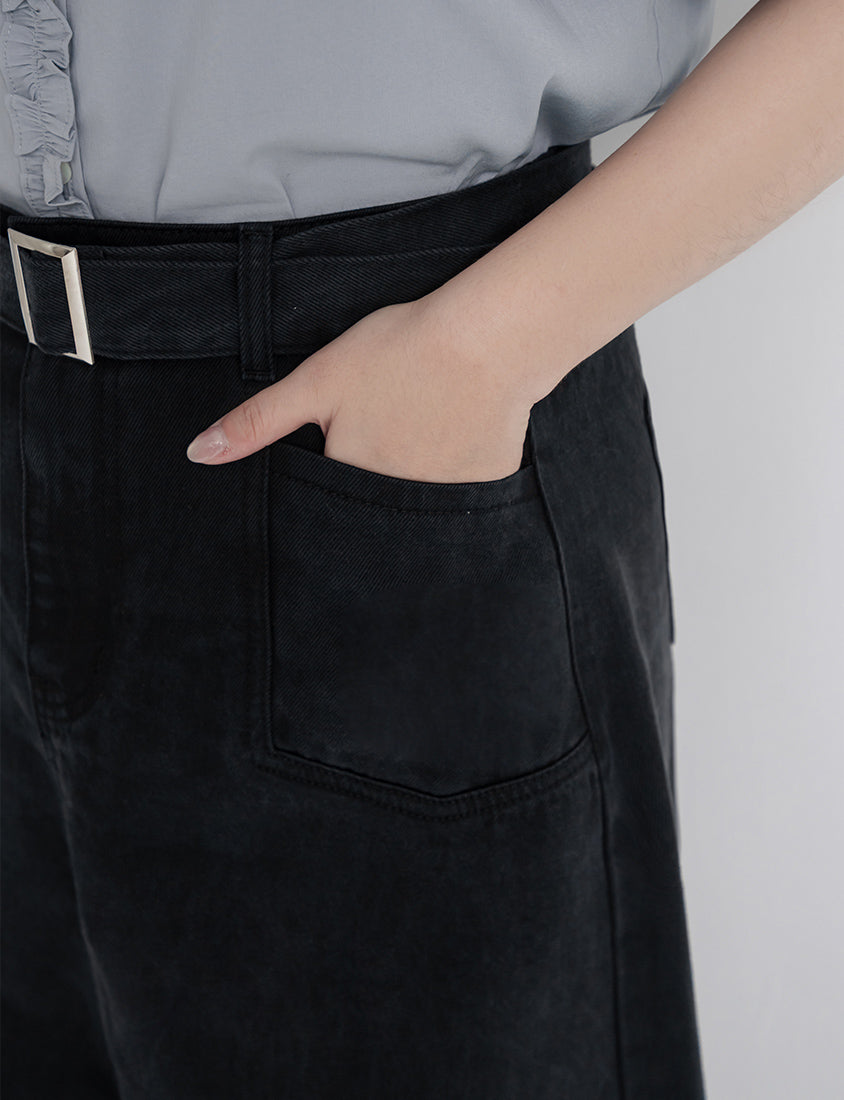 Lyocell Twill A-Line Plus Size Maxi Skirt (With Belt)