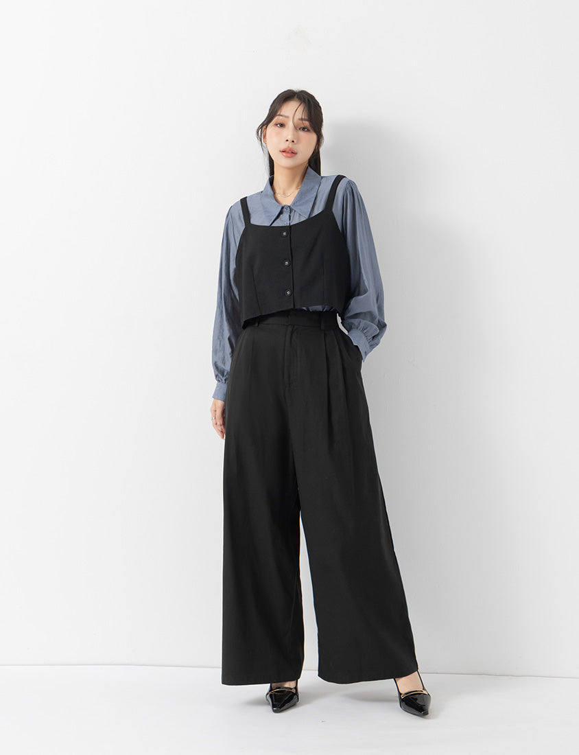 MISS. Elegant Suit Vest Faux Two Piece Plus Size Shirt
