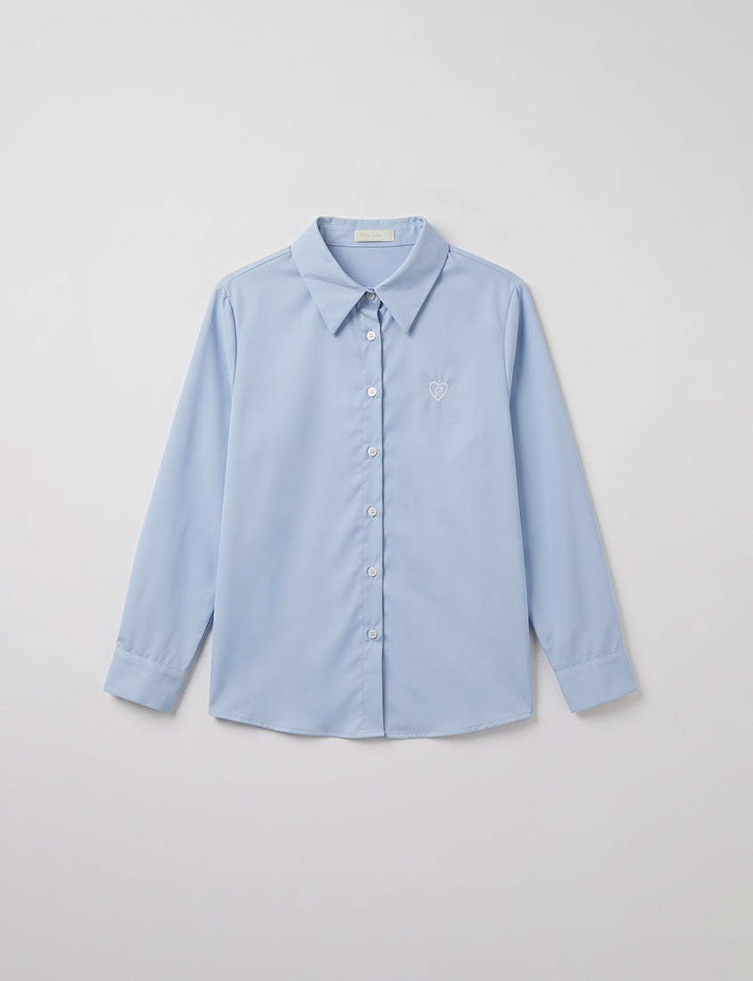 Heart Logo Embroidered Oversized Boyfriend Plus Size Shirt