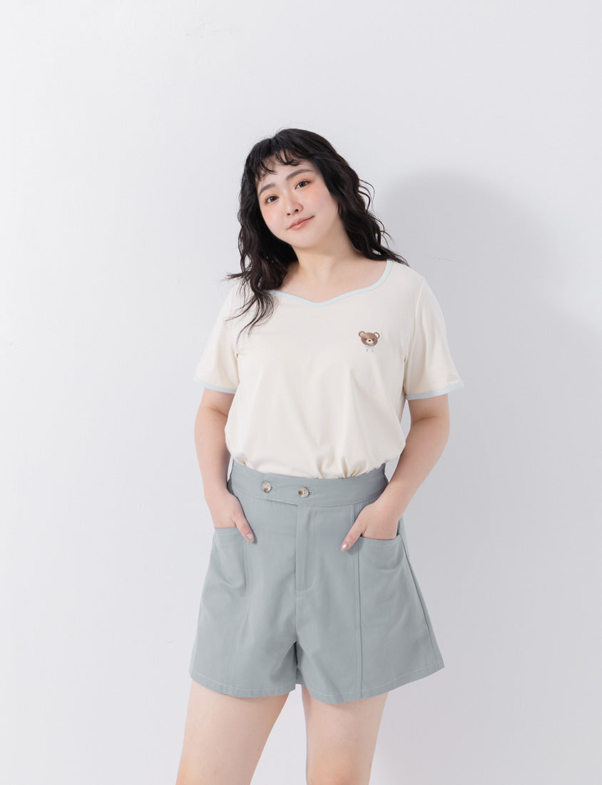 Cool Touch Lyocell Contrast Stitch Plus Size Shorts