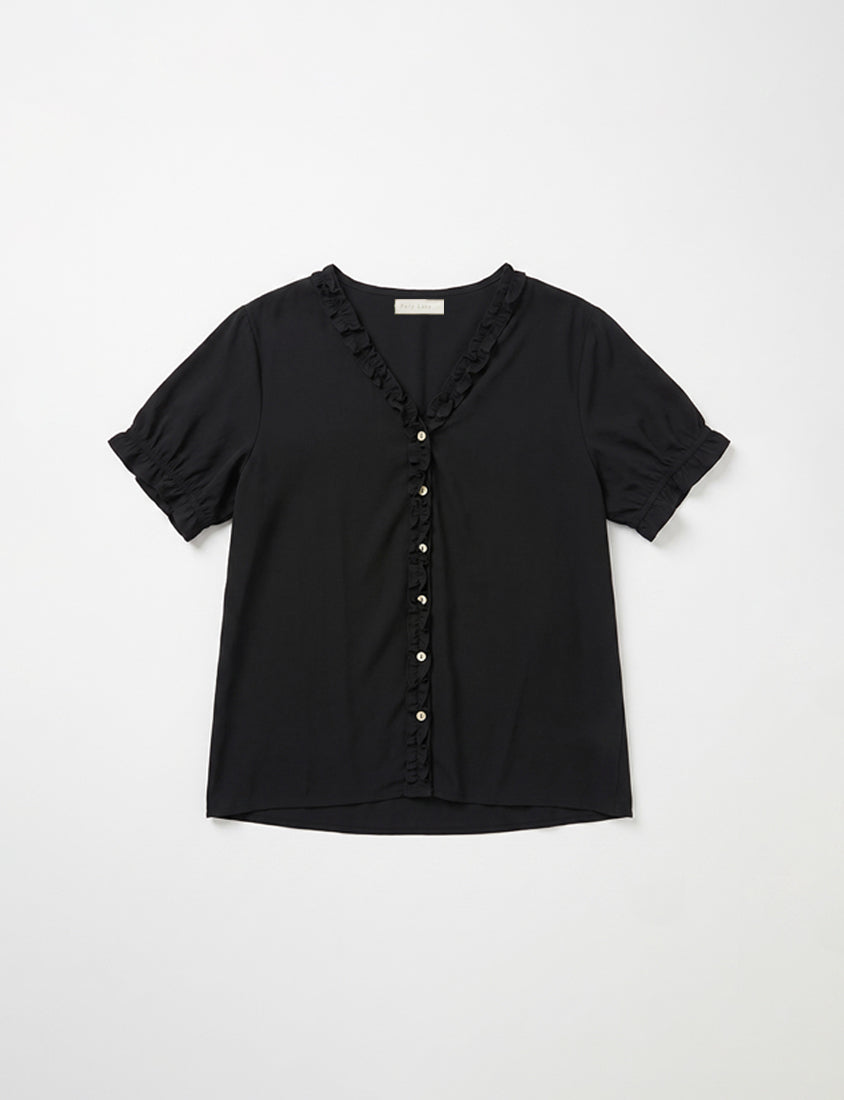 Romantic Ruffle V-Neck Short Sleeve Plus Size Blouse