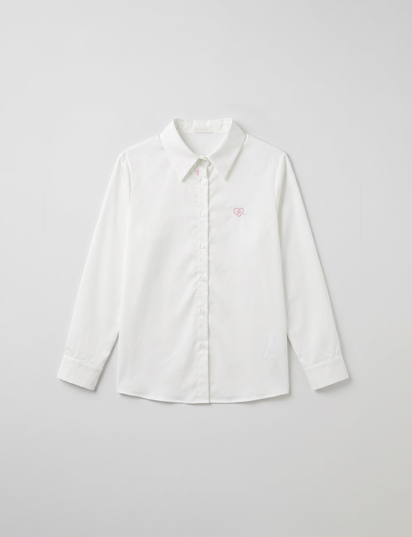 Heart Logo Embroidered Oversized Boyfriend Plus Size Shirt