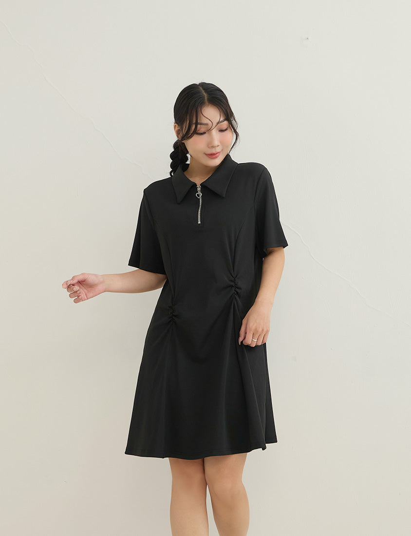 Waist-Defining Stretch Ribbed Plus Size Mini Dress