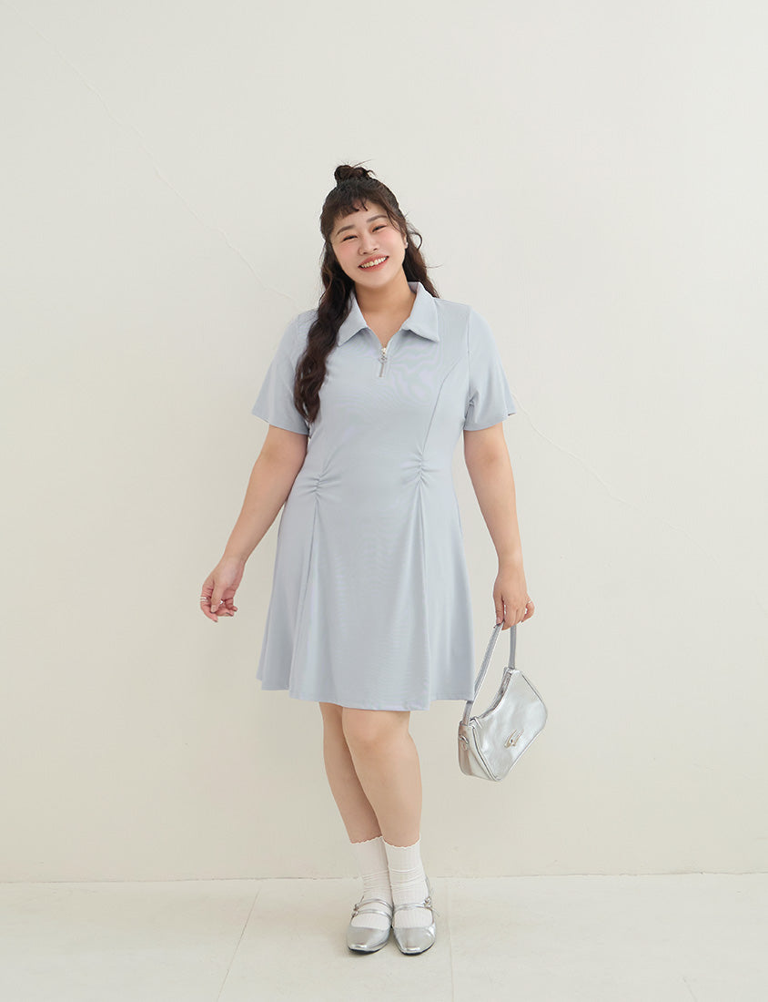 Waist-Defining Stretch Ribbed Plus Size Mini Dress