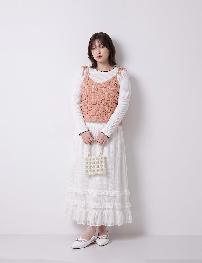 Japanese-Inspired Crochet Grid Plus Size  Vest