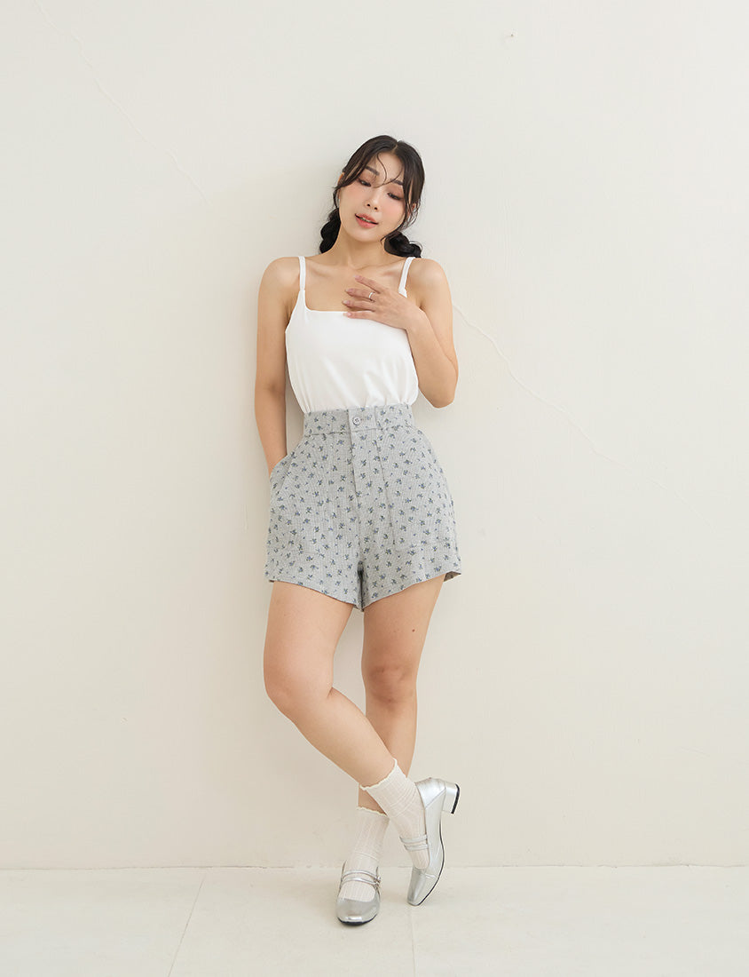 Sweet Floral Waffle Plus Size Shorts