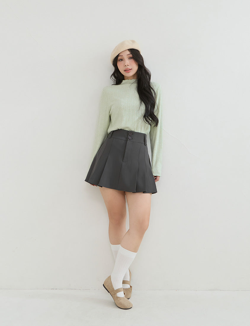 Soft Cable Knit Ribbed Rolled Edges Long Sleeve Plus Size Top