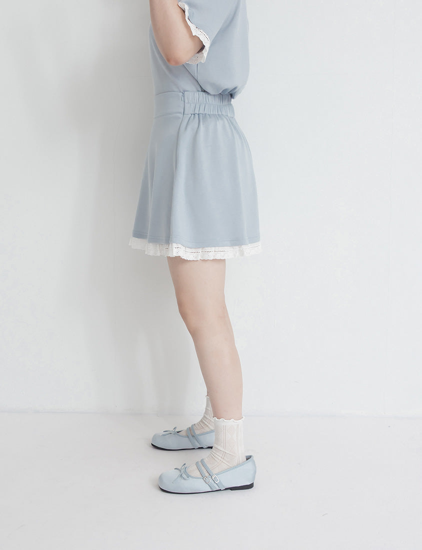 Lace Trim Cloud Cotton Plus Size Mini Skirt