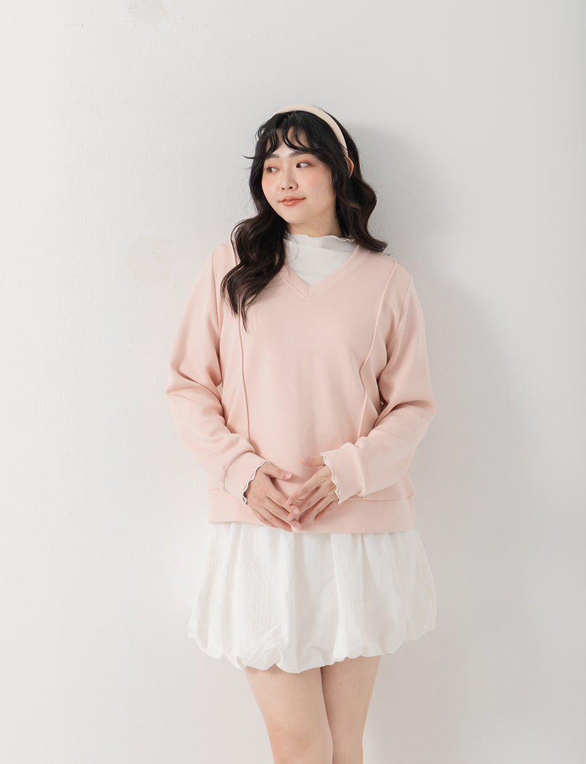 Apple-Shaped Friendly! Perfect Fit Seamed Yogurt Touch Plus Size Sweater