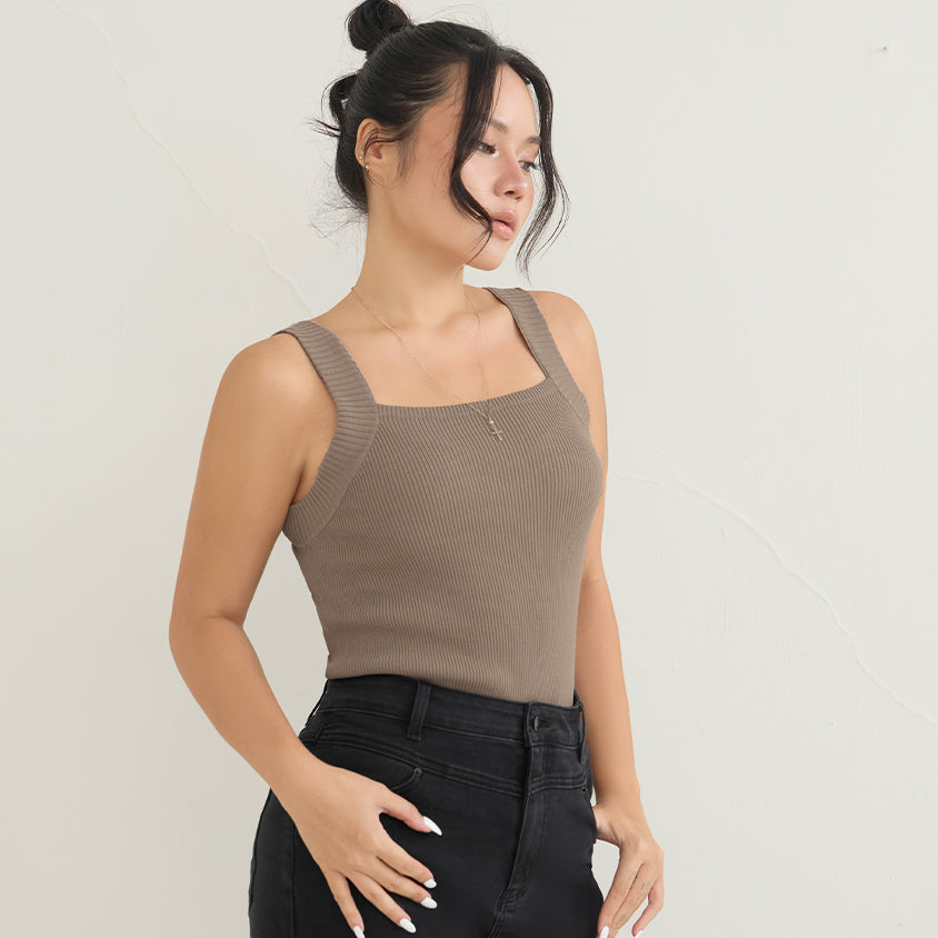 Zero Armpit Bulges Slimming Square Neck Knit Plus Size Tank Top