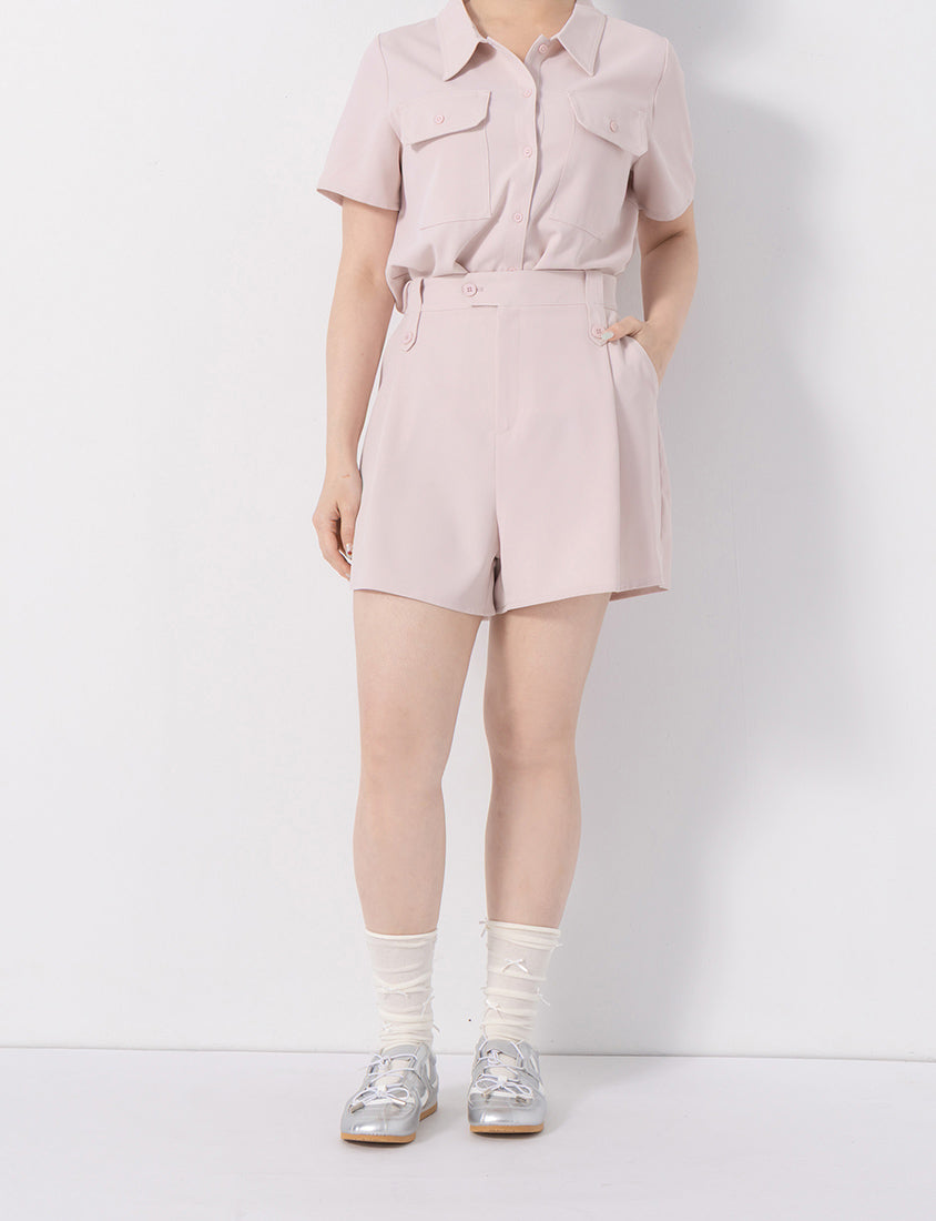 Contrast Stitch Lightweight Utility Chiffon Plus Size Shorts