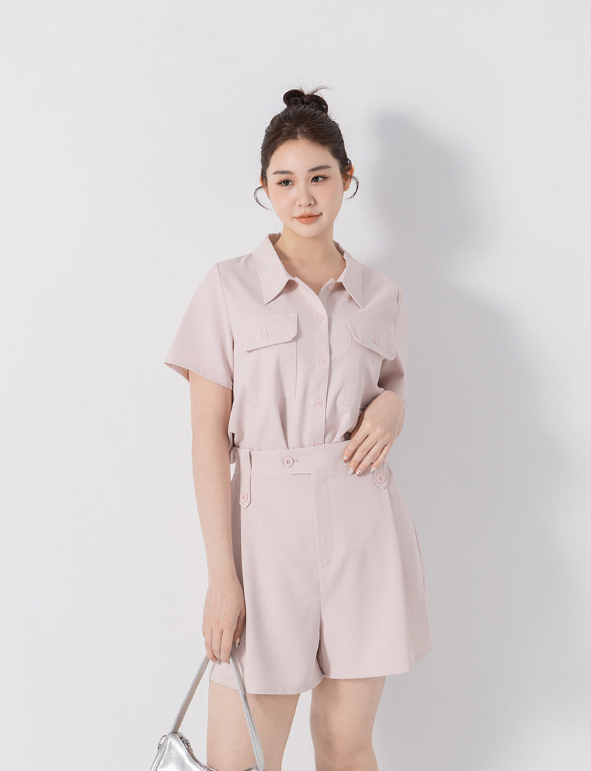 Contrast Stitch Lightweight Utility Chiffon Plus Size Shorts