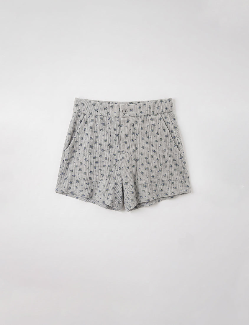 Sweet Floral Waffle Plus Size Shorts