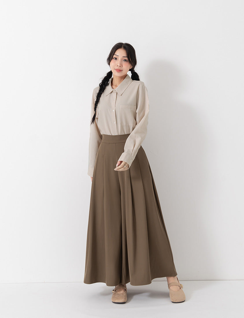Instant Cooling Chiffon Pleated Plus Size Wide Leg Pants