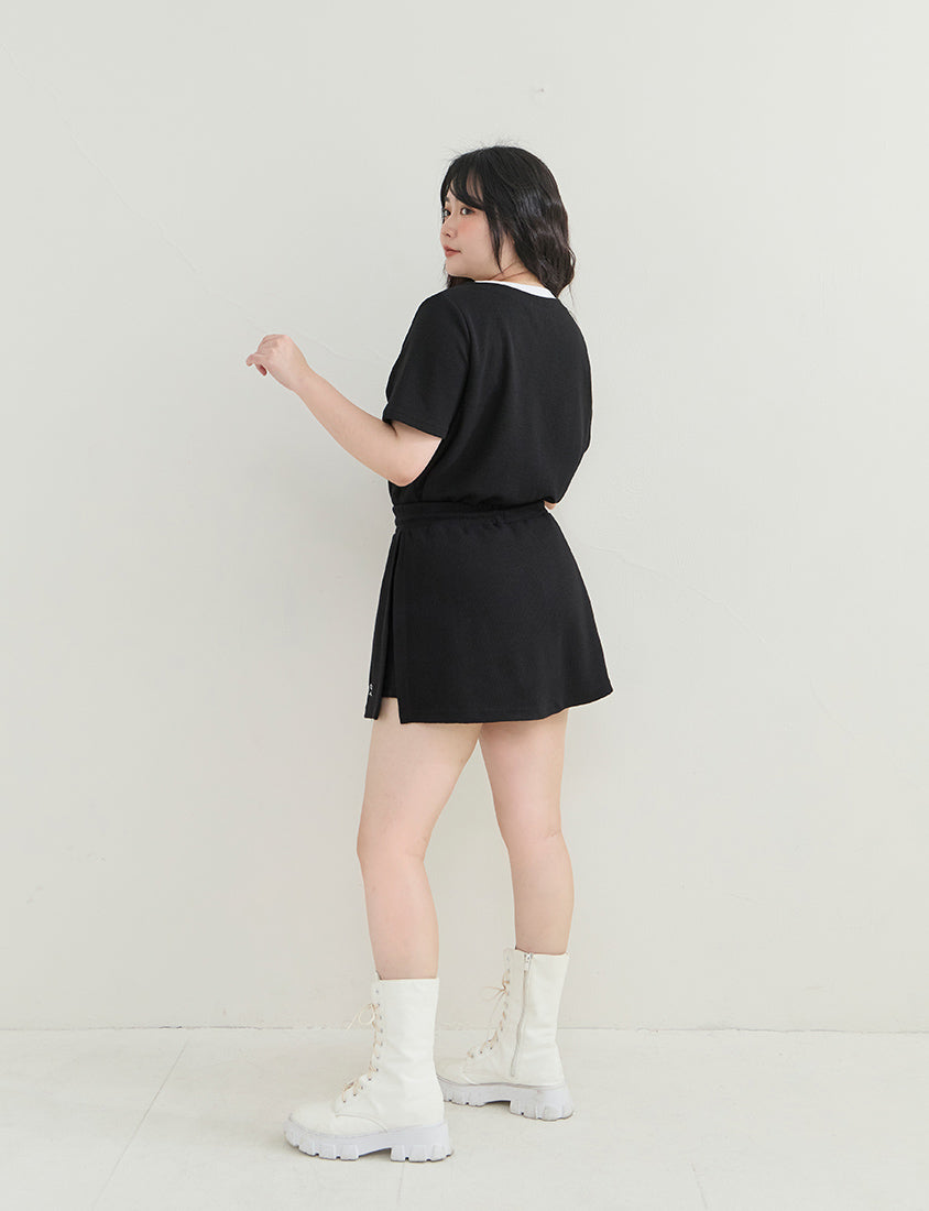 Waffle Knit Butterfly Embroidered Plus Size Skort