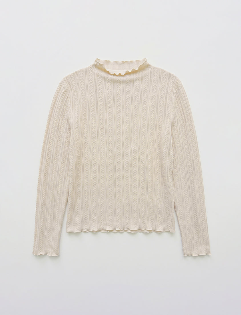 Soft Cable Knit Ribbed Rolled Edges Long Sleeve Plus Size Top