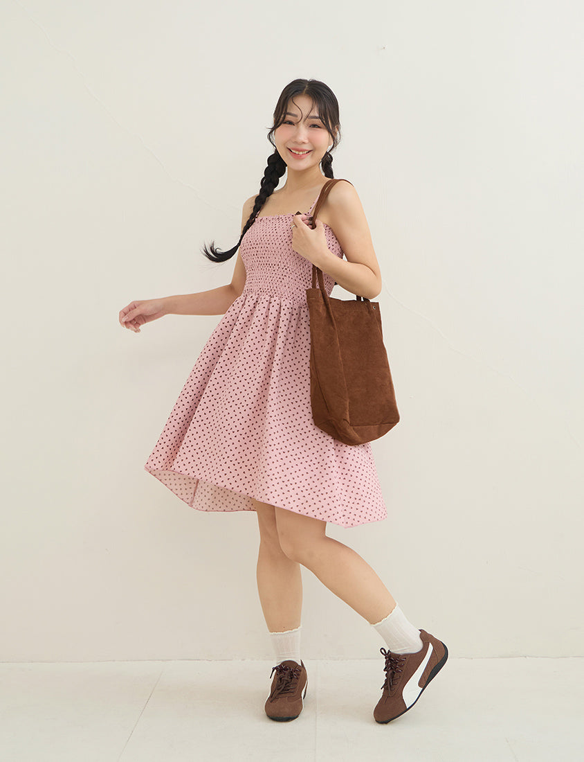 Sweet Contrast Heart Cami Plus Size Mini Dress