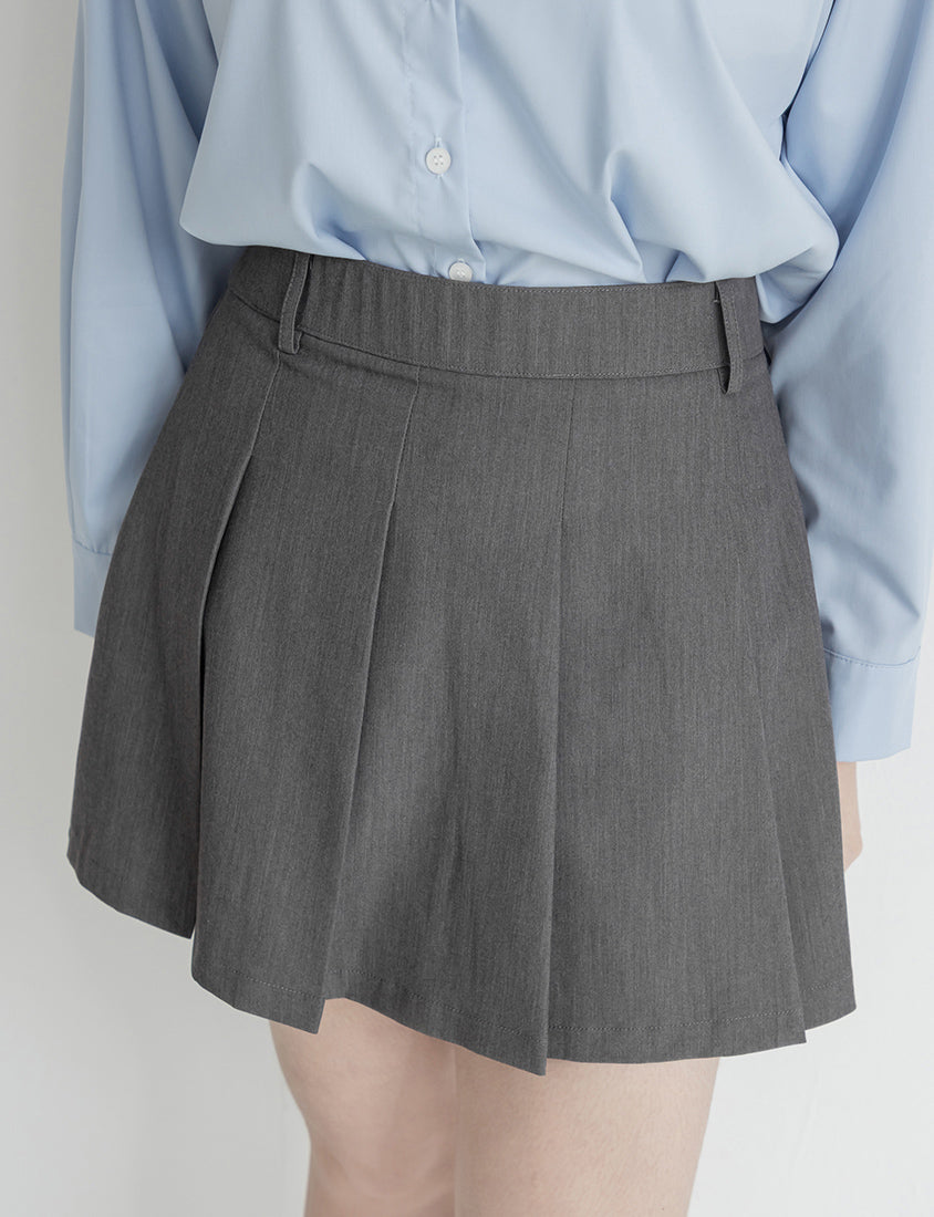 Sweet Preppy Pleated Plus Size Skort